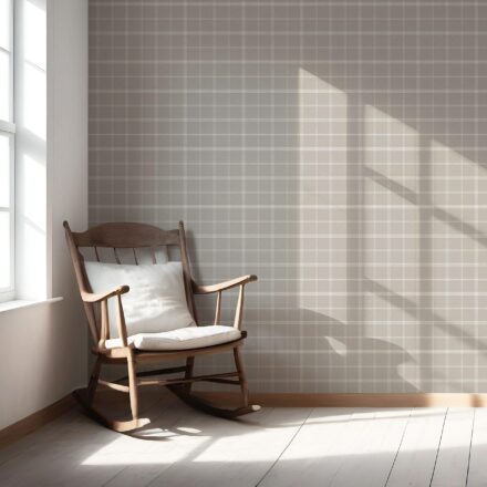 'Pyrite' Neutral Geometric Plaid Checkered Wallpaper (Beige/ Warm Gray/ Greige/ Taupe) - Image 5