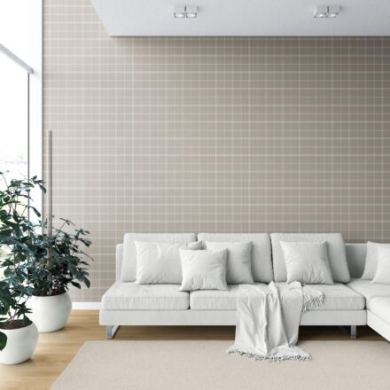 'Pyrite' Neutral Geometric Plaid Checkered Wallpaper (Beige/ Warm Gray/ Greige/ Taupe) - Image 6