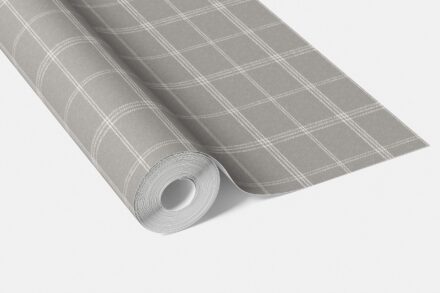 'Harvest Moon' Neutral Geometric Plaid Checkered Wallpaper (Silver Gray) - Image 3