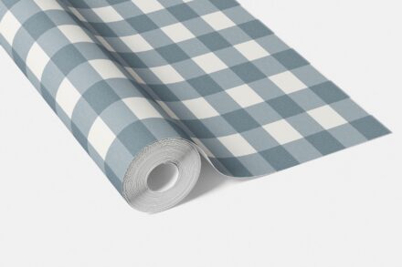 'Pixabay' Geometric Gingham Checkered Wallpaper (Navy Blue) - Image 4