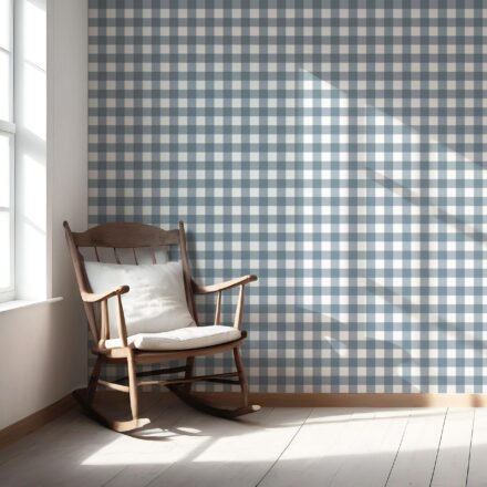 'Pixabay' Geometric Gingham Checkered Wallpaper (Navy Blue) - Image 5