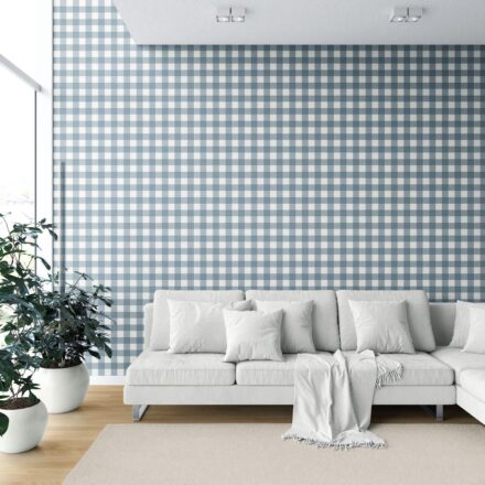 'Pixabay' Geometric Gingham Checkered Wallpaper (Navy Blue) - Image 6