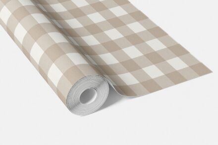 'Lexington' Neutral Geometric Gingham Checkered Wallpaper (Light Beige/ Greige) - Image 4