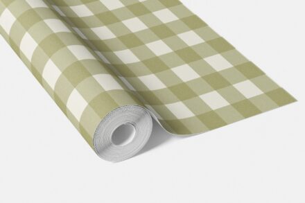 'Rural Grass' Geometric Gingham Checkered Wallpaper (Olive Green) - Image 4