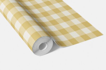 'Frosty Path' Geometric Gingham Checkered Wallpaper (Naples Yellow) - Image 4