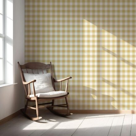 'Frosty Path' Geometric Gingham Checkered Wallpaper (Naples Yellow) - Image 5