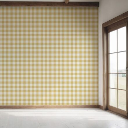 'Frosty Path' Geometric Gingham Checkered Wallpaper (Naples Yellow) - Image 7