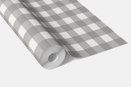 'Absicon' Neutral Geometric Gingham Checkered Wallpaper (Ash Gray) - Image 4