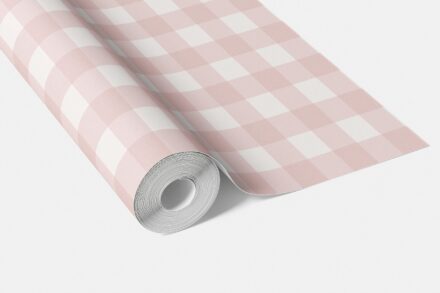 'Delray' Geometric Gingham Checkered Wallpaper (Baby Pink) - Image 4