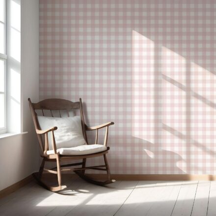 'Delray' Geometric Gingham Checkered Wallpaper (Baby Pink) - Image 5