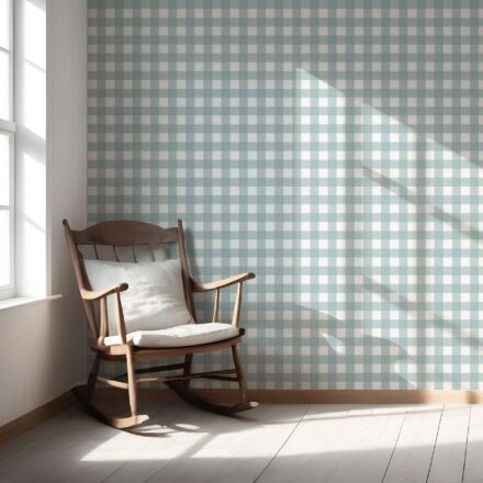 'Jack Pine' Geometric Gingham Checkered Wallpaper (Seafoam Blue) - Image 5