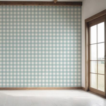 'Jack Pine' Geometric Gingham Checkered Wallpaper (Seafoam Blue) - Image 7