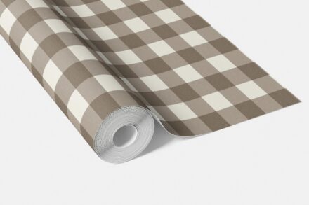 'Duke' Neutral Geometric Gingham Checkered Wallpaper (Taupe Brown) - Image 4