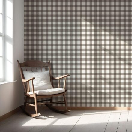 'Duke' Neutral Geometric Gingham Checkered Wallpaper (Taupe Brown) - Image 5