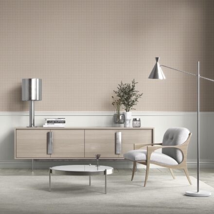 'Limerick' Neutral Plain/ Textured Houndstooth Wallpaper (Stone Beige/ Greige) - Image 2