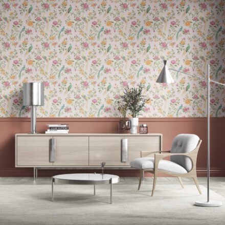 'Hiroto' Floral Chinoiserie/ Nature Bird Print Wallpaper (Blush Pink/ Blue/ Green/ Orange/ Yellow) - Image 2