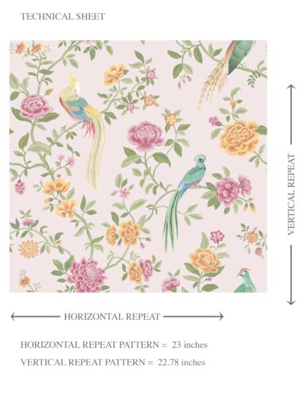 'Hiroto' Floral Chinoiserie/ Nature Bird Print Wallpaper (Blush Pink/ Blue/ Green/ Orange/ Yellow) - Image 8