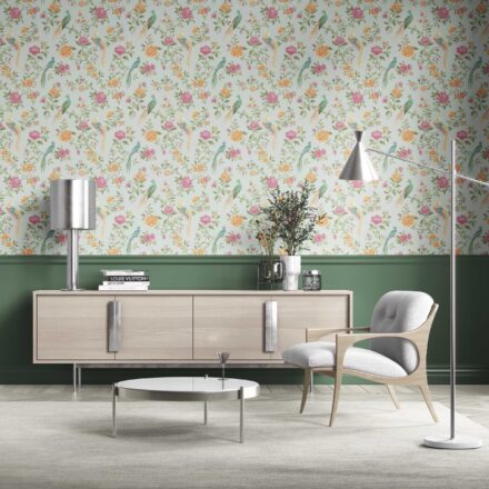 'Toucans' Floral Chinoiserie/ Nature Bird Print Wallpaper (Duck Egg Blue/ Pink/ Green/ Yellow) - Image 2