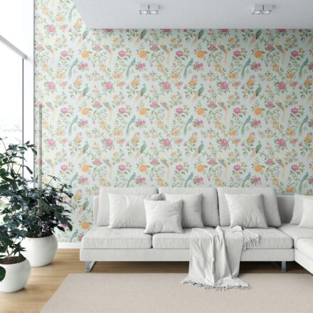 'Toucans' Floral Chinoiserie/ Nature Bird Print Wallpaper (Duck Egg Blue/ Pink/ Green/ Yellow) - Image 6