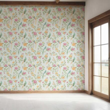 'Toucans' Floral Chinoiserie/ Nature Bird Print Wallpaper (Duck Egg Blue/ Pink/ Green/ Yellow) - Image 7