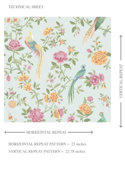 'Toucans' Floral Chinoiserie/ Nature Bird Print Wallpaper (Duck Egg Blue/ Pink/ Green/ Yellow) - Image 8