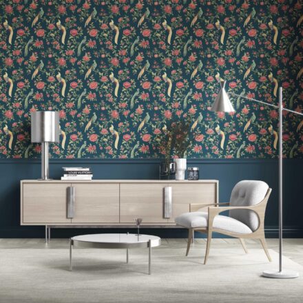 'San Carlos' Floral Chinoiserie/ Nature Bird Print Wallpaper (Teal Blue/ Pink/ Green/ Yellow) - Image 2