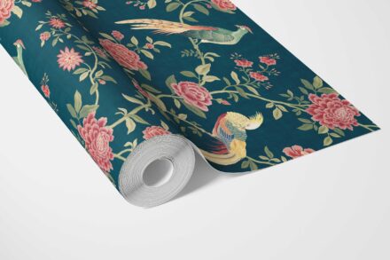 'San Carlos' Floral Chinoiserie/ Nature Bird Print Wallpaper (Teal Blue/ Pink/ Green/ Yellow) - Image 3