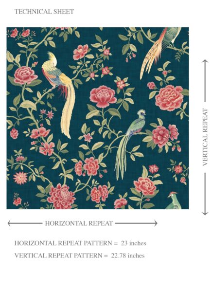 'San Carlos' Floral Chinoiserie/ Nature Bird Print Wallpaper (Teal Blue/ Pink/ Green/ Yellow) - Image 8