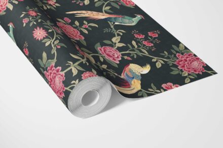 'Cleopetra' Floral Chinoiserie/ Nature Bird Print Wallpaper (Black/ Pink/ Green/ Blue/ Yellow) - Image 3