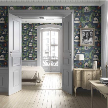 'Circe' Vintage Heritage/ Ethnic Chinoiserie Wallpaper (Navy Blue/ Green/ White/ Brown/ Red) - Image 4