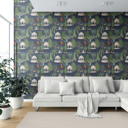 'Circe' Vintage Heritage/ Ethnic Chinoiserie Wallpaper (Navy Blue/ Green/ White/ Brown/ Red) - Image 6