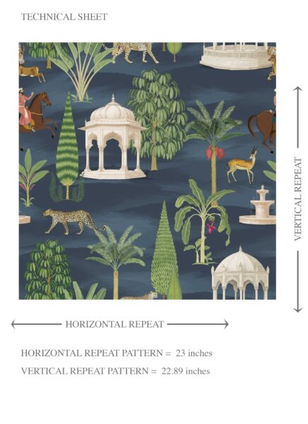 'Circe' Vintage Heritage/ Ethnic Chinoiserie Wallpaper (Navy Blue/ Green/ White/ Brown/ Red) - Image 8