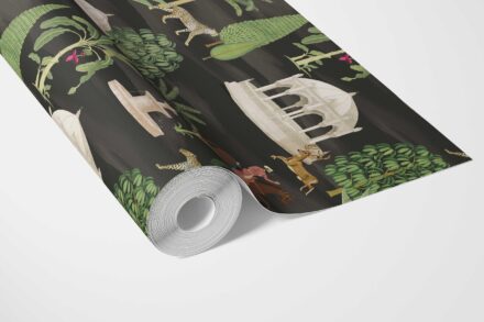 'Dalkash' Vintage Heritage/ Ethnic Chinoiserie Wallpaper (Black/ Brown/ White/ Red) - Image 3