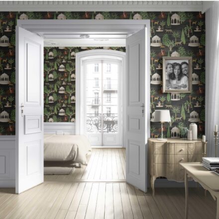 'Dalkash' Vintage Heritage/ Ethnic Chinoiserie Wallpaper (Black/ Brown/ White/ Red) - Image 4
