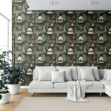 'Dalkash' Vintage Heritage/ Ethnic Chinoiserie Wallpaper (Black/ Brown/ White/ Red) - Image 6
