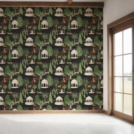 'Dalkash' Vintage Heritage/ Ethnic Chinoiserie Wallpaper (Black/ Brown/ White/ Red) - Image 7