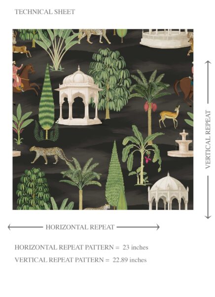 'Dalkash' Vintage Heritage/ Ethnic Chinoiserie Wallpaper (Black/ Brown/ White/ Red) - Image 8