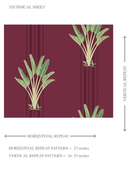 'Florian' Botanical/ Floral Block Print Wallpaper (Deep Red/ Green) - Image 8