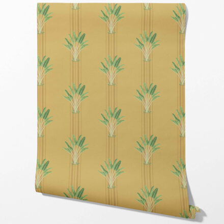 'Elias' Botanical/ Floral Block Print Wallpaper (Yellow/ Green) - Image 2