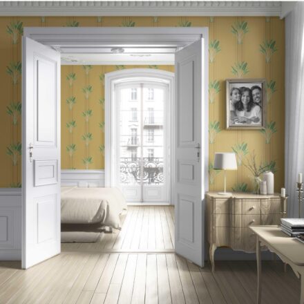 'Elias' Botanical/ Floral Block Print Wallpaper (Yellow/ Green) - Image 4