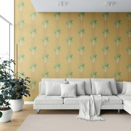 'Elias' Botanical/ Floral Block Print Wallpaper (Yellow/ Green) - Image 6