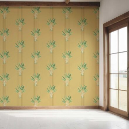 'Elias' Botanical/ Floral Block Print Wallpaper (Yellow/ Green) - Image 7