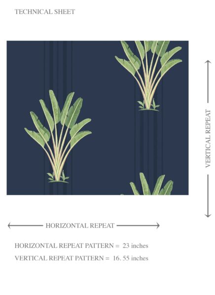 'Sakora' Botanical/ Floral Block Print Wallpaper (Navy Blue/ Green) - Image 8