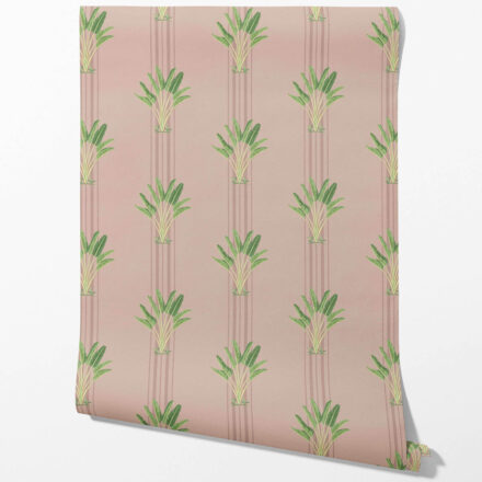 'Moselle' Botanical/ Floral Block Print Wallpaper (Pink/ Green) - Image 2