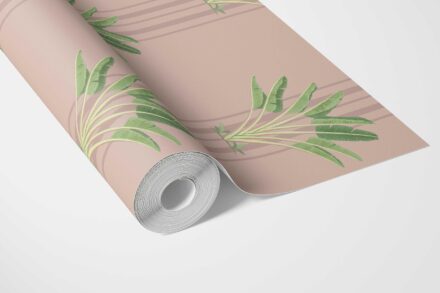 'Moselle' Botanical/ Floral Block Print Wallpaper (Pink/ Green) - Image 3