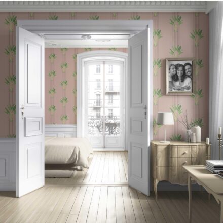 'Moselle' Botanical/ Floral Block Print Wallpaper (Pink/ Green) - Image 4