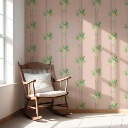 'Moselle' Botanical/ Floral Block Print Wallpaper (Pink/ Green) - Image 5