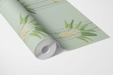 'Aquatic' Botanical/ Floral Block Print Wallpaper (Duck Egg Blue/ Green) - Image 3