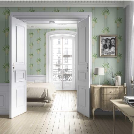 'Aquatic' Botanical/ Floral Block Print Wallpaper (Duck Egg Blue/ Green) - Image 4