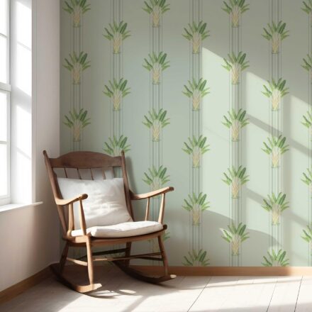 'Aquatic' Botanical/ Floral Block Print Wallpaper (Duck Egg Blue/ Green) - Image 5